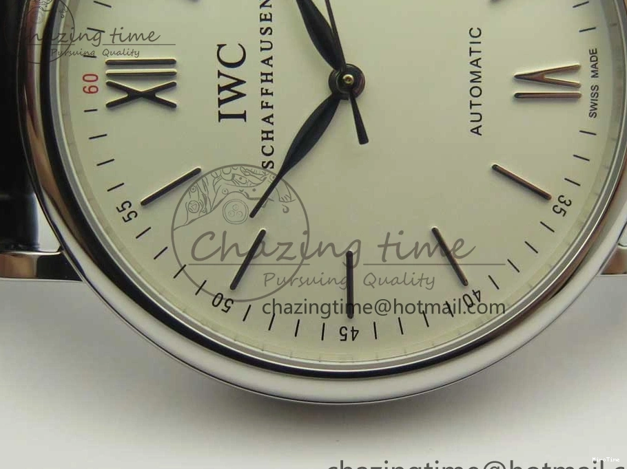 MIROTIME 0306 Supportive Portofino Automatic SS AF 1:1 Best Edition White Dial on Black Croco Leather Strap A 7184